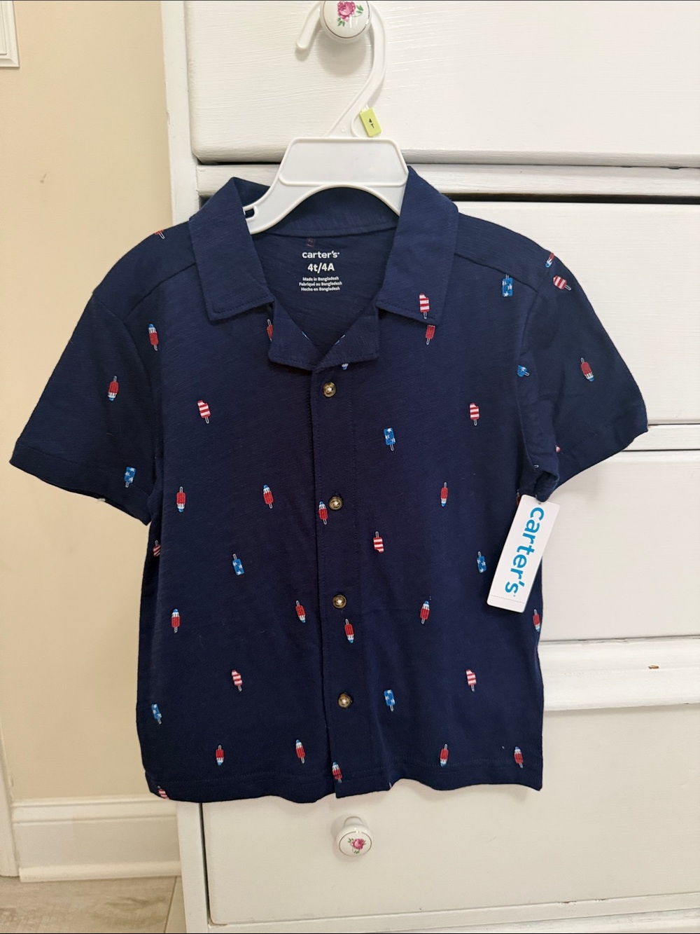 Carter's July 4th Short-Sleeve Button-Down Shirt with Ice Pop Print